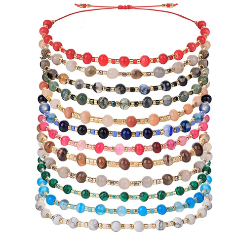 Handgemachtes Gewebtes Naturstein Perlen Armband Für Damen Verstellbar Boho Ethnischen Stil Malachit Achat Perlen Schmuck