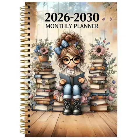 2026-2030 Spiral Notebook Planer Miniaion Pente Eton Glikia Kalipsi Koritsi Cartoon Kathimerino Imerologio Grafeio Scholika Eidi