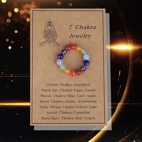 Naturstein 7 Chakra Elastischer Ring 4mm Perlen Amethyst Citrin Roter Achat Yoga Heilung Schmuck Für Damen Herren Geschenk