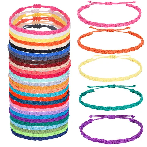 Boho Handgewebtes Wasserdichtes Gewachstes Faden Geflochtenes Armband Für Damen Sommer Strand Verstellbares Farbiges Kordelarmband Schmuck Geschenk