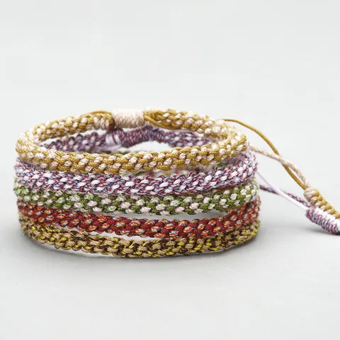Handmade Woven Corn Knot Bracelet Chinese Style Tibetan Cotton Thread Adjustable Ethnic Friendship Rope Bracelet For Men Women