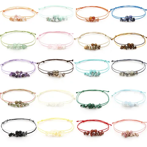 Handgefertigtes Naturstein Kies Rundperlen Gewebtes Armband Für Damen Herren Verstellbares Boho Stapelbares Armband Schmuck Geschenk