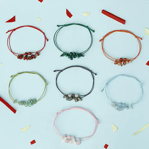 Handgefertigtes Naturstein Kies Rundperlen Gewebtes Armband Für Damen Herren Verstellbares Boho Stapelbares Armband Schmuck Geschenk