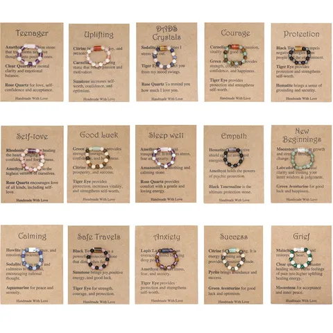 Handgemacht Natürlich Rohstein Perlen Elastischer Ring Geometrisch Heilkristall Zylinder Stein Stretch Fingerringe Schmuck Geschenk