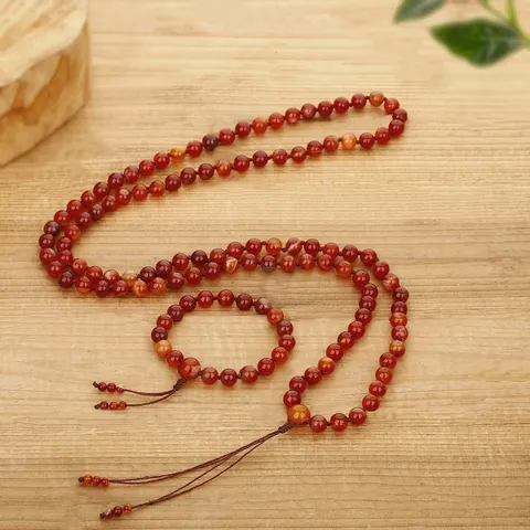 Natuurlijke Rode Agaat Mala Kralen Ketting Met Kwastje Meditatie Gebedskralen Voor Mannen Vrouwen Zen Sieraden Armband