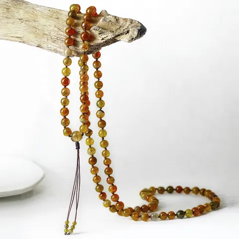 Natuursteen Mala Kralen Ketting Drakenader Agaat Kwastje Meditatie Yoga Gebedskralen Ketting Armband Etnische Sieraden Mannen Vrouwen