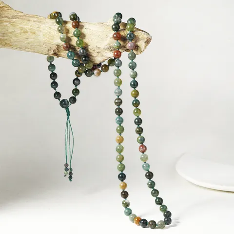 Natuurlijke Agaat Steen Lange Kralen Mala Ketting Handgemaakte Kwastje Hanger Kralen Zegen Gebed Streng Etnische Mode Sieraden Unisex