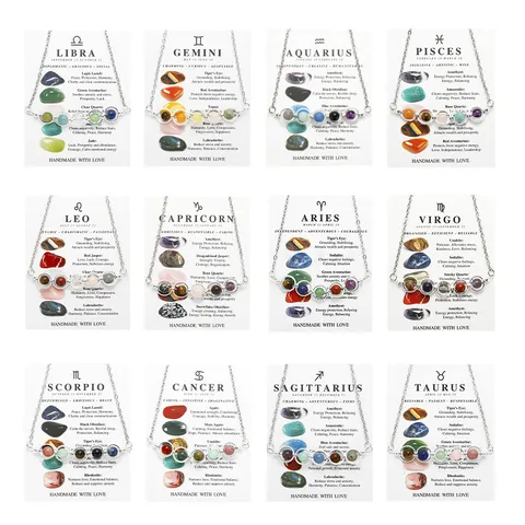 Tierkreiszeichen Naturstein Perle Anhänger Halskette Edelstahl Kette Erbsenschote Choker Kette Für Damen Personalisierte Sternzeichen Schmuck Geschenk