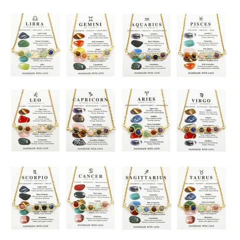 Tierkreiszeichen Naturstein Perle Anhänger Halskette Edelstahl Kette Erbsenschote Choker Kette Für Damen Personalisierte Sternzeichen Schmuck Geschenk