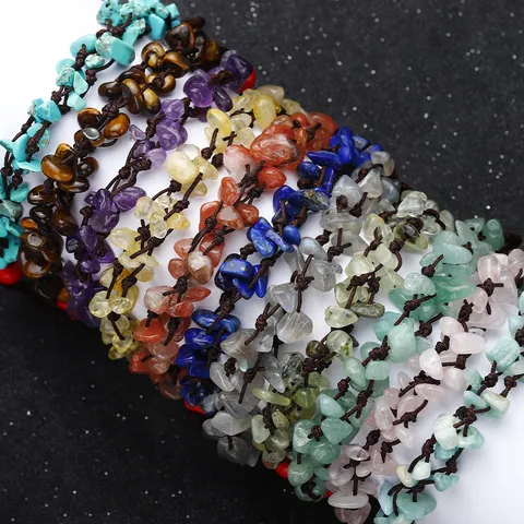 Bracciale in Pietra Naturale Fatto a Mano Intrecciato Regolabile con Perline di Pietre Preziose per Donna Gioielli Curativi Regalo