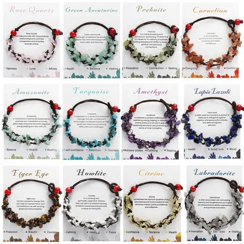 Bracciale in Pietra Naturale Fatto a Mano Intrecciato Regolabile con Perline di Pietre Preziose per Donna Gioielli Curativi Regalo