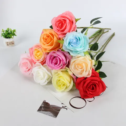 Bouquet di Fiori di Rose Artificiali in Seta per Oggetti di Fotografia di Nozze Regalo di San Valentino Decorazione Domestica