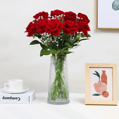 Τεχνητό Μεταξωτό Τριαντάφυλλο Μονό Κλαδί Avalanche Rose Σπίτι Γάμος Διακόσμηση Ημέρα του Αγίου Βαλεντίνου Ψεύτικο Λουλούδι