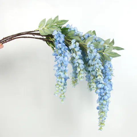 Kunstmatige Blauwe Regen Bloemen Takken Zijde Nep Hangende Bloemen Voor Bruiloft Plafond Binnen Buiten Woondecoratie