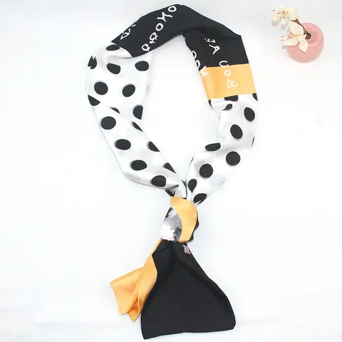 Bufanda Twilly Larga de Tacto de Seda para Mujer Estampado de Cadena Geométrica Bufanda Estrecha Cinta Multifuncional para Bolso Banda para el Cabello