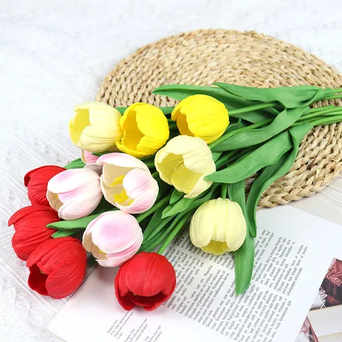 Fiori di Tulipano Artificiali Bouquet di Fiori di Seta Tocco Reale Finti Fiori Per Casa Salotto Tavolo Matrimonio Festa Decorazione