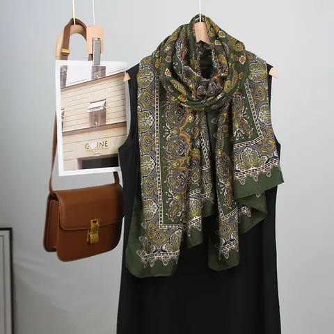 Bufanda de Lino con Estampado Paisley de Moda para Mujer Diadema Cuadrada Vintage Casual Aire Acondicionado Chal de Viaje
