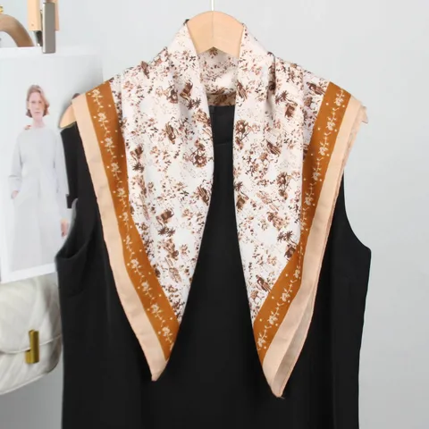 Pañuelo Cuadrado Mujer Terciopelo Algodón Lino Espiga Estampado Floral Pastoral Chal Moda Diario