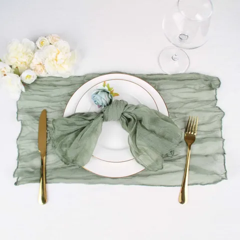 Solid Color Pleated Gauze Napkin Bohemian Style Tablecloth Wedding Party Home Decorative Napkin Soft Fabric Table Decor