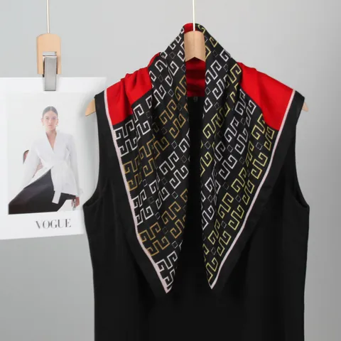 Pañuelo Cuadrado con Estampado Geométrico Retro para Mujer Sensación Seda Lana Pañuelo de Moda Estilo Diseñador Envoltorio para Cabeza