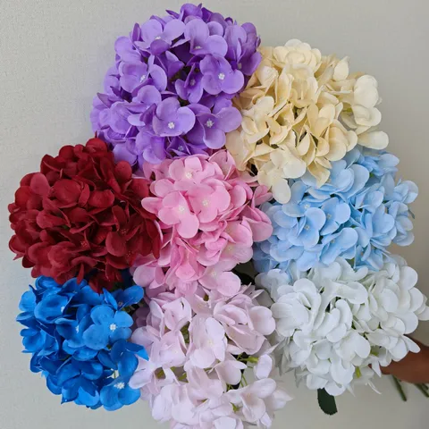 3D Printed Simulation Hydrangea Silk Flower Artificial Long Stem Hydrangea For Wedding Hotel Home Decoration Flower Arrangement
