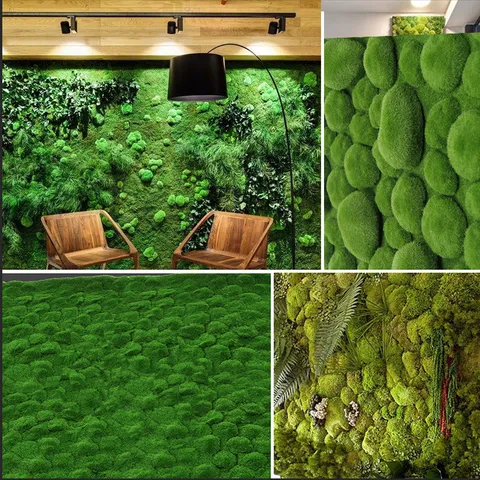 Gazon en Mousse Artificielle Mur de Plantes Vertes Faux Tapis d'Herbe Mousse Simulée Pour Maison Intérieur Fenêtre Mariage Jardin Décor