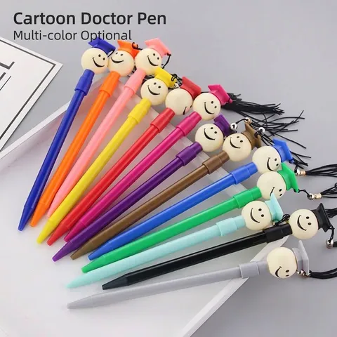 Bolígrafos de Dibujos Animados para Graduación Doctor Multicolor Cara Sonriente Sombrero de Erudito Borla Premio Estudiante Profesor Oficina Regalo
