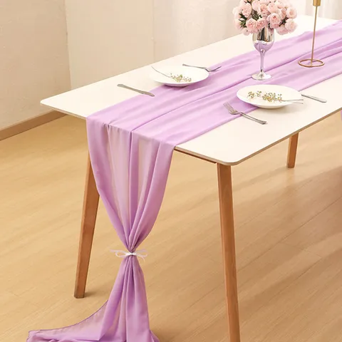 Elegant Linen Chiffon Style Table Runner Solid Color Long Fabric Table Cloth For Wedding Party Banquet Event Romantic Nordic Table Decor