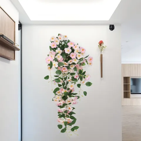 Kunstmatige Kersenbloesem Wanddecoratie Rank Zijden Bloemenslinger Voor Thuis Woonkamer Bruiloft Feest Decoratie Simulatie Hangplant
