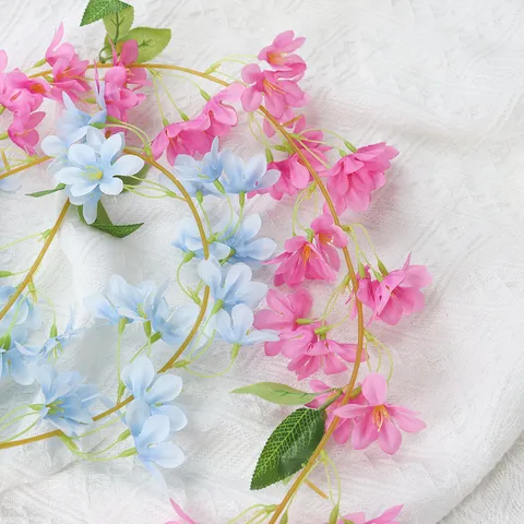 Artificial Winter Jasmine Vine Silk Flower Garland Waterfall Fake Hanging Flowers For Wedding Ceiling Pipe Decoration Pastoral Home Decor
