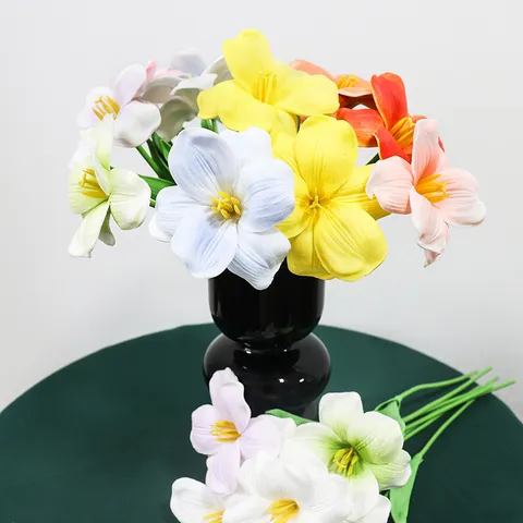 Artificial Brownie Open Tulip PU Moist Feel Flower Bouquet Real Touch Fake Flowers For Wedding Party Home Living Room Table Decor