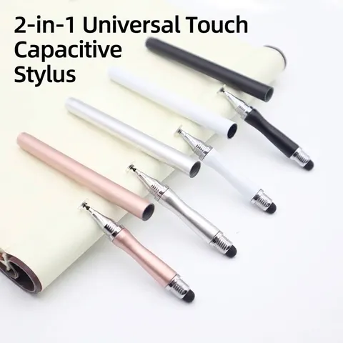 Lápiz Táctil Capacitivo Universal 2 en 1 Con Punta de Disco Y Fibra Lápiz Para Pantalla Táctil Para Tableta Teléfono Dibujo