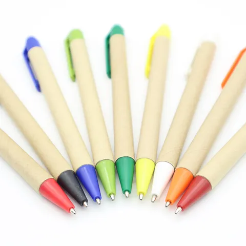 Stylo à Bille en Papier Kraft Écologique Mécanismo à Clic Stylo d'Écriture Rétractable pour Bureau École Affaires Couleurs Mixtes