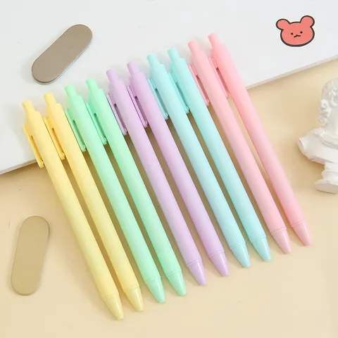 Macaron Color Retractable Gel Pen 0.5mm Bullet Tip Black Ink Matte Frosted Smooth Writing Pen For Student Office Stationery