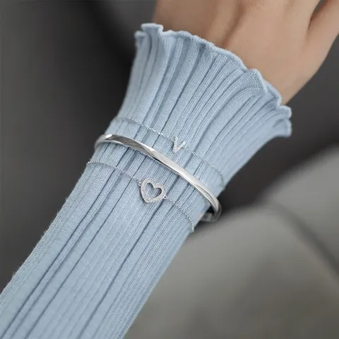 Minimalist 925 Sterling Silver Cuff Bangle Bracelet For Women Luxury Geometric Zirconia Inlaid Open Bracelet Ins Style Fine Jewelry