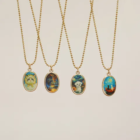 Vintage Glow In The Dark Starry Night Glass Cabochon Pendant Necklace For Women Men Gold Color Alloy Ball Chain Neckwear Jewelry Gift