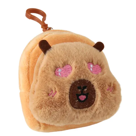 Cartoon Capybara Plush Coin Purse Heart Guinea Pig Earphone Storage Bag Cute Bag Pendant For Women Kids Small Zipper Wallet
