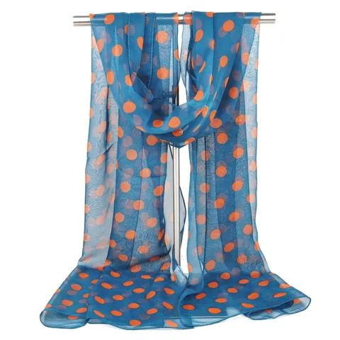 Women Polka Dot Printed Georgette Scarf Lightweight Semi-Sheer Rectangular Chiffon Scarf Elegant Wrap Dance Decorative Scarf