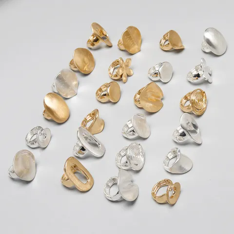 Anillo Elástico Aleación Textura Metálica Floral Geométrico Ovalado Corazón Anillo Abierto Mujeres Hombres Joyería Moda Estilo Europeo