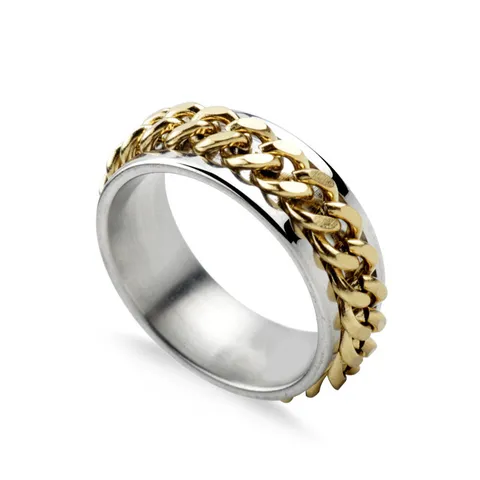 Rotatable Chain Spinner Ring For Men Women Stainless Steel Bottle Opener Ring Punk Style Fashion Jewelry Finger Band Gift