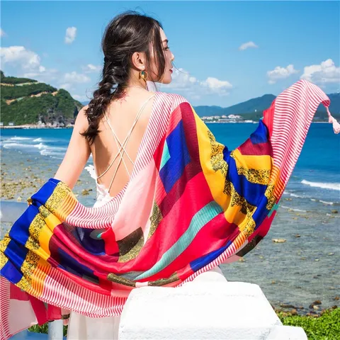 Ethnic Style Printed Scarf Beach Towel Cotton Linen Sunscreen Shawl For Women Travel Holiday Oversized Tassel Scarf