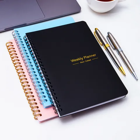 A5 Weekly Planner Undated Spiral Bound Notebook Weeks Schedule Book with To-Do List and Habit Tracker Thick Paper Waterproof Cover Office School Stationery