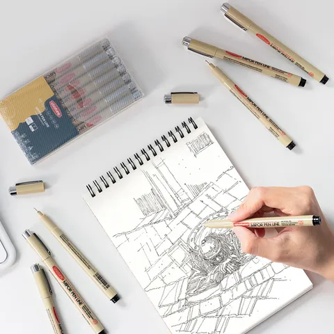Professional Black Technical Pen Fineliner Waterproof Archival Ink For Drawing Sketching Manga Office School Supplies