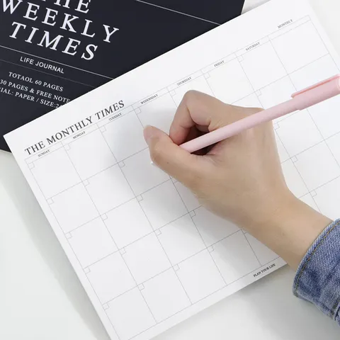 Planificador Semanal Mensual en Inglés Minimalista Bloc de Notas Desprendible B5 Encuadernación con Pegamento Inalámbrica Cuaderno para Oficina Escuela Planificación de Horarios