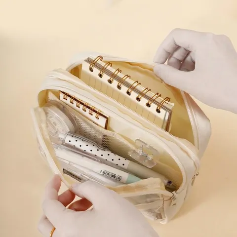 Große Kapazität Transparente Federmäppchen Japanischen Ins Stil Studenten Schreibwaren Tasche Mehrschichtige Wasserdichte Lagerung Beutel Schule Büro Schreibtisch Veranstalter