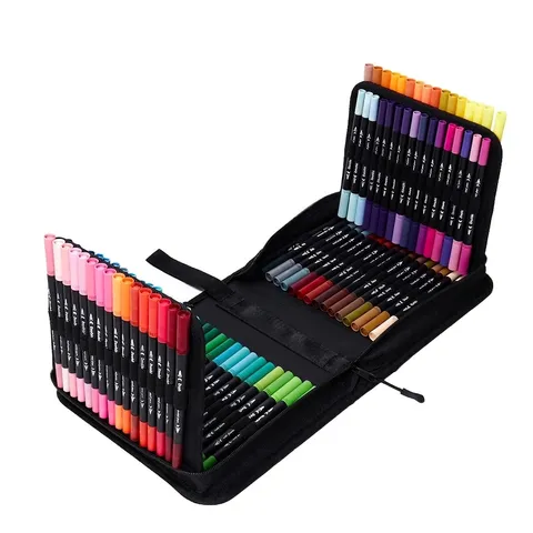 Professional Dual Tip Watercolor Pens Set Waterproof Fast Drying Brush Fineliner Art Markers With Portable Oxford Bag For Painting Sketching Drawing School Supplies