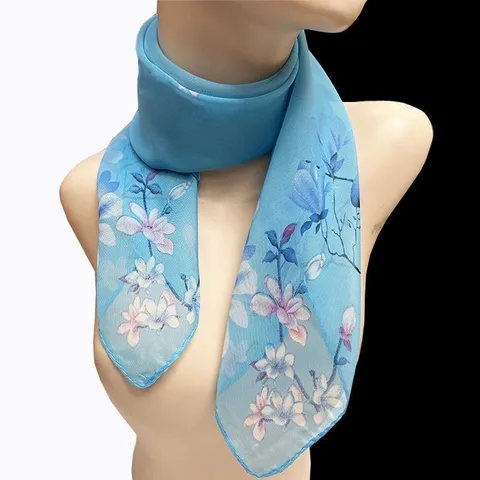 Professional Women Square Scarf Elegant Printed Polyester Chiffon Scarf For Uniform Bank Flight Attendant Business Neck Wrap
