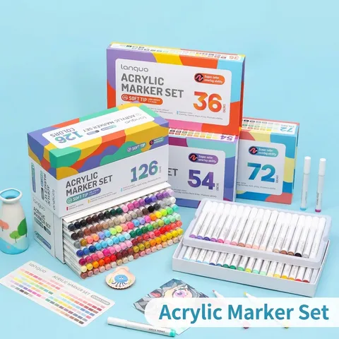 Professionelles Acrylmarker-Set 36-126 Farben Soft-Tip Auf Wasserbasis Schichtbare Marker Für Künstler Studenten Kunstmalbedarf