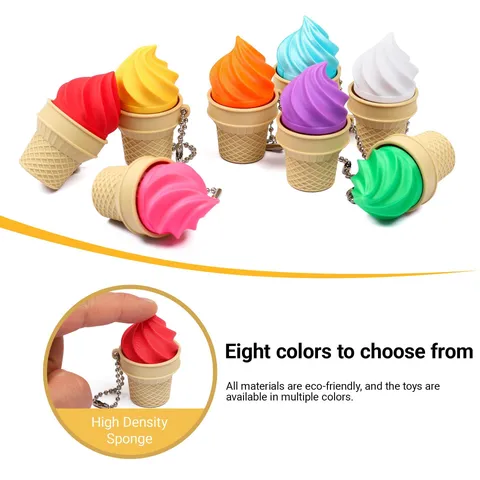 3D Printed Ice Cream Cone Decompression Toy Keychain Mechanical Keyboard Finger Press Fidget Pendant Stress Relief Gift