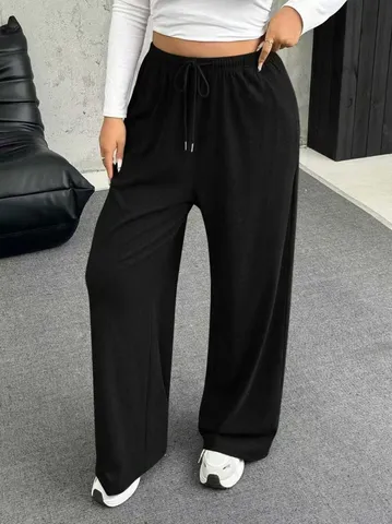 Pantaloni da Donna a Vita Alta a Gamba Dritta Casual con Coulisse Pantaloni Larghi Morbidi Comodi Traspiranti Moda Autunno